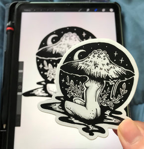 Bw Mushroom Gurl Sticker